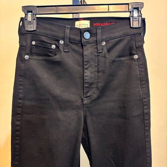 Alice and Olivia Good High Rise Skinny Jeans Night Fever Black - Picture 7 of 12